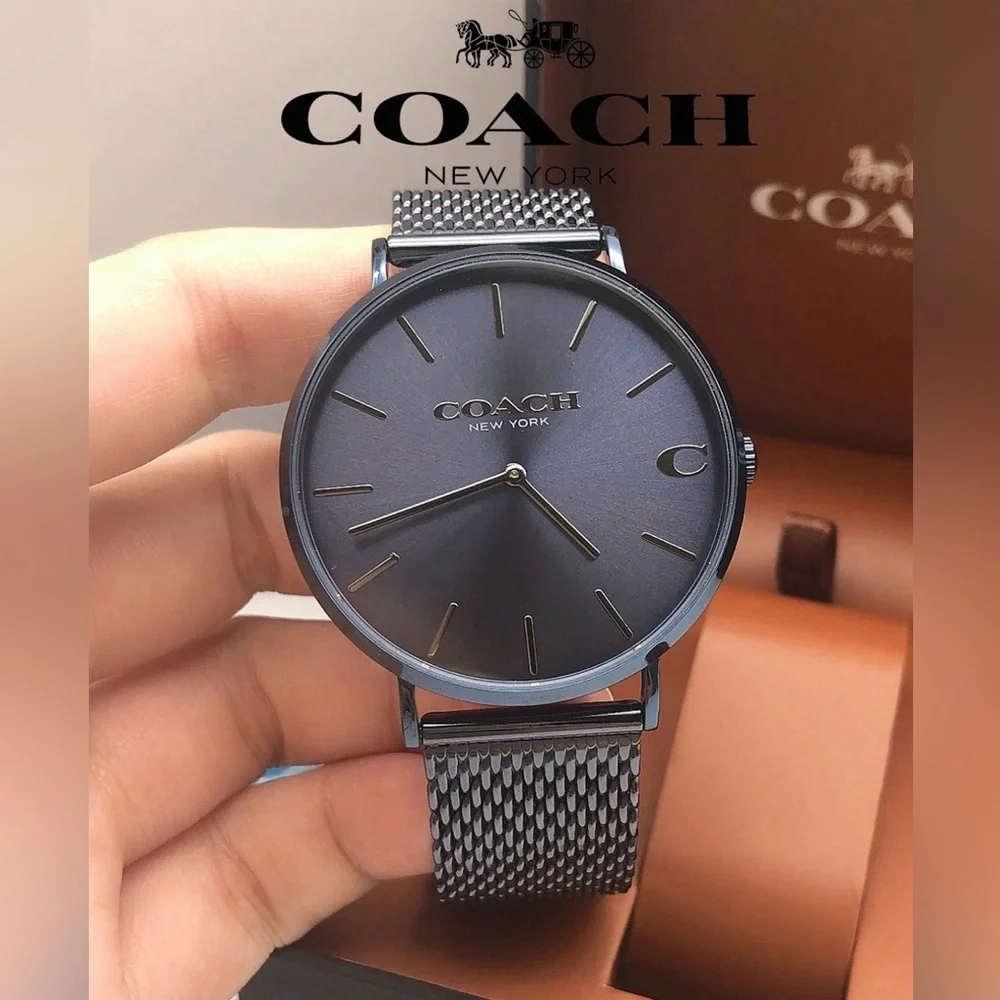 Coach Charles Blue Dial Blue Mesh Bracelet Watch For Men